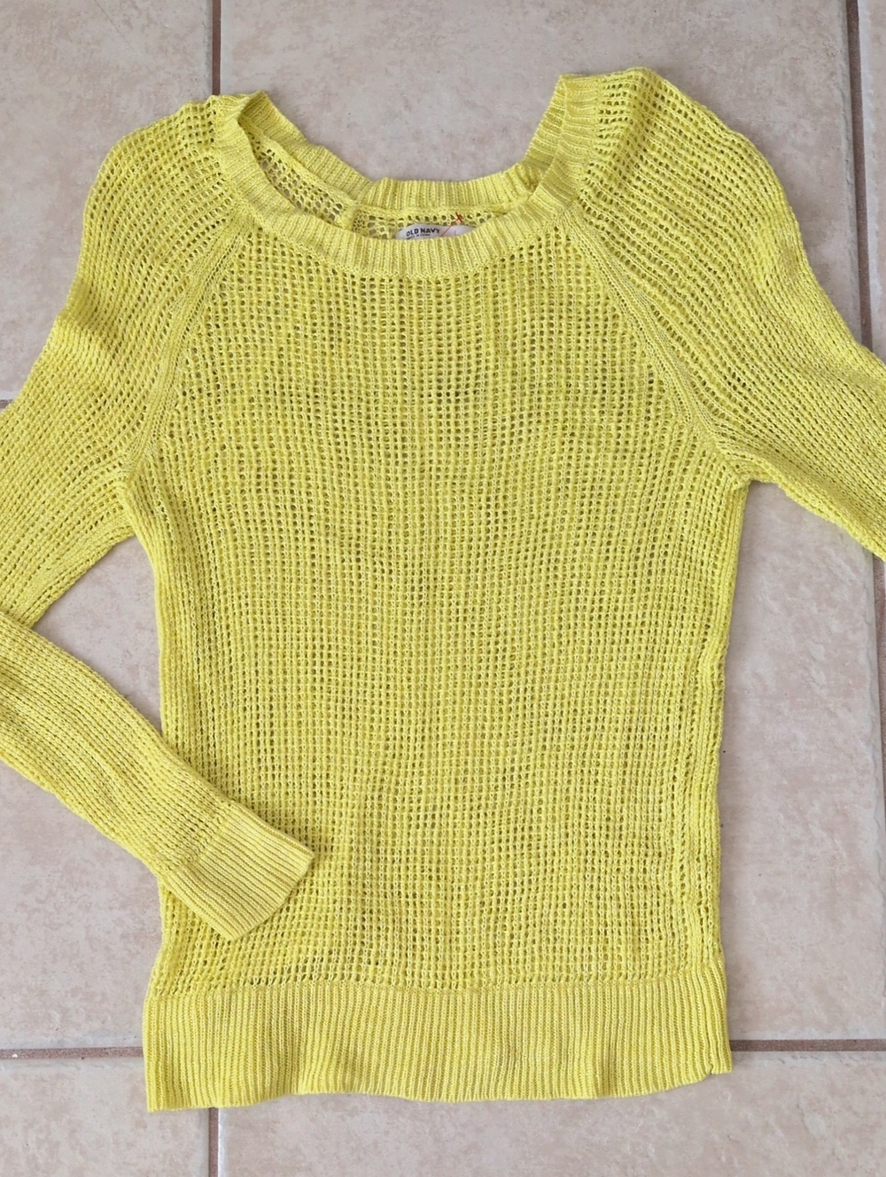 𝅺OLD Navy Neon Yellow Fishnet Sweater Size Large